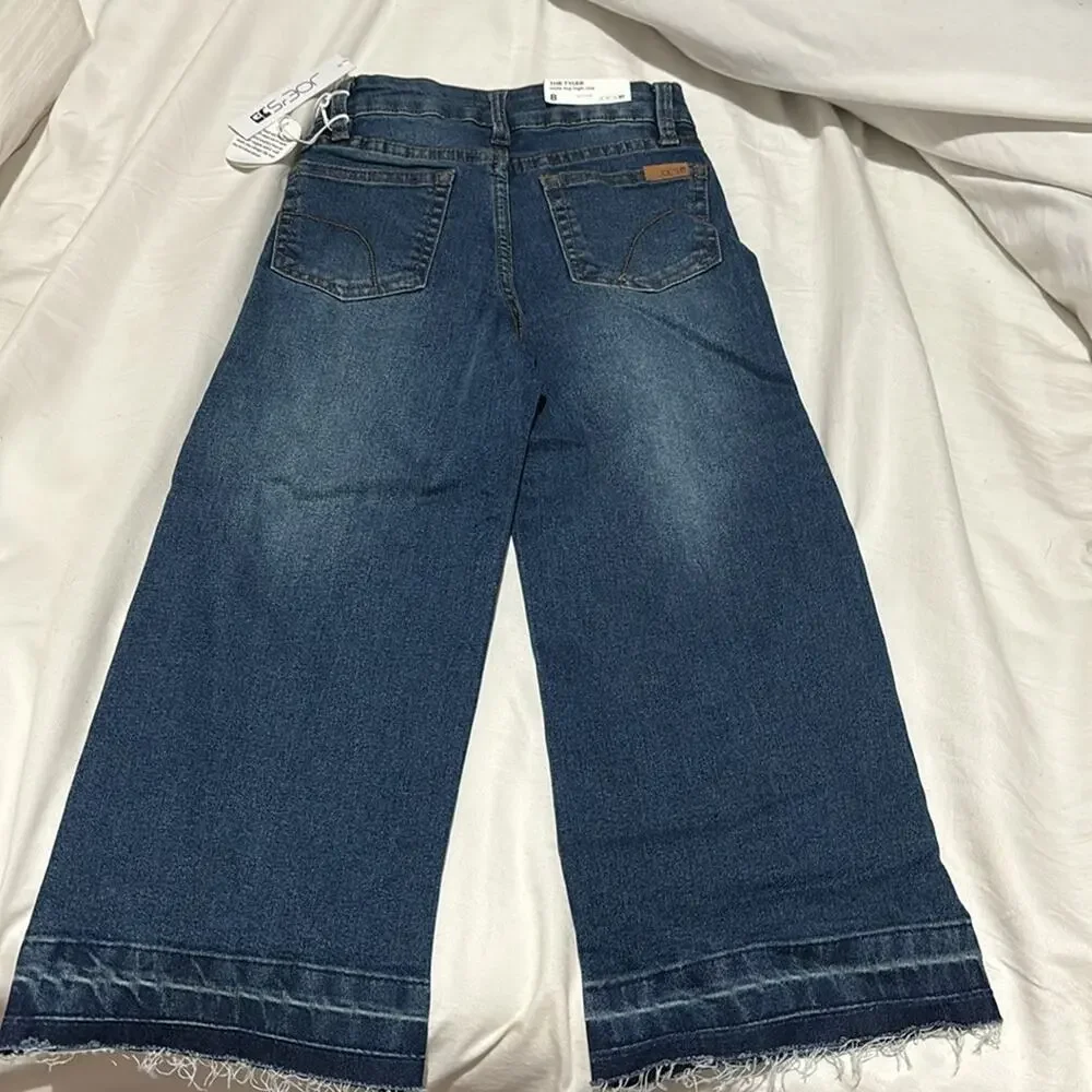 Joe’s Jeans 8 THE TYLER wide leg high rise jeans stretch blue NWT frayed hem
